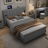 Upholstered Bed Frame Velvet 4ft6 Double Bed with Stereo, Charging & Lighting