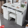 Modern Vanity Makeup Desk Dressing Table Set with LED Lights HD Mirror 6 Shelves