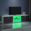 Modern High Gloss 2 Door TV Stand Unit Cabinet Entertainment Lowboard LED Light