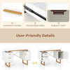 Computer Desk Home Office Desk with Floating Desktop & Dual Drawers White