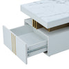Coffee Table with Drawers Storage White Wooden Centre Table for Living Room