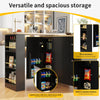 Kitchen Island Bar Table Storage Cabinet Reversible Mobile Serving Cart Black