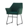 2PC Green Dining Chair Velvet Padded Seat Dining Room Kitchen Chair Modern