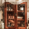 Retro Wood Storage Cabinet Cupboard Desktop Standing Wall Hanging Box Clear Door