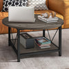 Round Coffee Table with Storage Shelf & Metal Legs, 80cm, for Living Room
