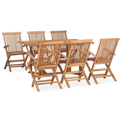 7 Piece Folding Outdoor Dining Set Solid Teak Wood