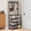 Black Metal Clothes Rail Rack Garment Stand Corner Open Wardrobe with Shelf