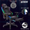 Gaming Chair with Bluetooth Speakers RGB LED Lights & Reclining Footrest Black