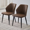Pair of Faux Leather Dining Chairs Brown Seat Angel Backrest Kitchen Restaurant