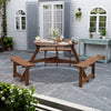 Indoor Outdoor Wooden Picnic Table Bench Garden Patio Pub Chair 6 Seats