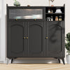 Modern Sideboard Storage Cabinet Cupboard with Glass Door and Open Space Black