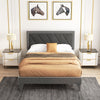 Double Size Bed Frame Velvet Upholstered Platform Bed Slat with High Headboard