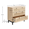 Chest Of 3 Drawer Sideboard Cabinet Storage Unit Bedroom Rattan with Black Metal