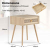 Boho Beside Table Rattan Nightstand w/ Drawer