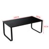 Black Glass Coffee Table Top Metal Legs End Side Table Living Room Rectangle