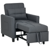 Single Chair Bed, Pull Out Sleeper Chair with Adjustable Backrest, Grey