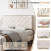 4ft6 Double Bed Frame Upholstered Platform Bed with Adjustable Headboard Beige
