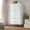Vopese Wardrobe MOLDE White 90x55x175 Solid Wood Pine, Clothes Wardrobe, T6S9