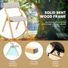 Folding Dining Chair Set of 2 Wooden Upholstered Dining Chairs-Natural