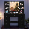 Bedroom Dressing Table With 7 Drawers LED Mirror Set Makeup Desk Vanity Table
