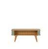 Bamboo Coffee Table with Sage Green Sliding Doors 400mm H x 1000mm W x 500mm D