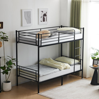 3FT Metal Bunk Bed Single over Single Loft Bed Frame W/ Ladder Safety Guardrail