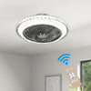 Dia.50cm Round Crystal Ceiling Fan Light 3-Color Chandelier Lamp &Remote Control