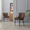 Set of 2 Diamond Faux Leather Dining Chairs Padded Bucket Seat Metal Legs Chairs