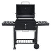 Outdoor XL Smoker Charcoal BBQ Grill Portable Garden Barbecue Trolley with Shelf