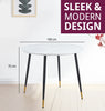 Dining Table, Small Round Kitchen Table with White Marble Effect Top, Metal Legs