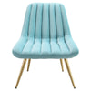 Tiffany Blue Velvet Armchair Stripe Accent Chair Lazy Sofa Seat Gold Metal Legs
