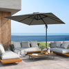 Heavy-Duty Sun Shade Outdoor Offset Hanging Umbrella w/ 360° Rotation-Grey