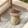 2-in-1 Outdoor Rock Round Side Table Patio Stool Coffee Table Weather Resistant