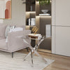 Amara Glass Side Table – Square End Table with Chrome Crossed Legs