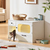 White Cat Litter Box Enclosure, Hidden Litter Box Furniture,4 Drawers,W/LED