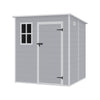 Grey Large Plastic Garden Shed Outdoor Storage Shed w/ Door and Window 181x183cm