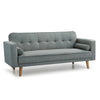 Sofa Bed 3 Seater Grey Double Bed with 2 Cushions Fabric New Foam Wood Legs