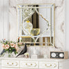 Golden Edging Silver Wall Mirror Floating Accent Mirror Bling Crystals Embedded