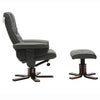 Faux Leather Swivel Recliner Chair Wooden Base w/Foot Stool Armchair Home Office