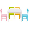 Children Wooden Table and 4 Chairs Set Activity Desk Set Colorful