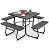 8 person Square Picnic Table Bench SetOutdoor Circular Picnic Table W/4 Benches