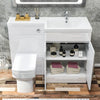 White Bathroom Vanity Unit Sink Cabinet Right Hand Basin Storage with WC Toilet