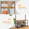 Industrial Coat Rack Stand with 7 Hooks Hangers Shoe Storage Bench Cabinet