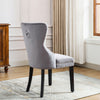 Set of 2 Velvet Upholstered Button Tufted Dining Chairs with Solid Wooden Legs