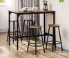 Breakfast Bar Table Set 5 Piece Industrial Dining Table Stools for Kitchen Home