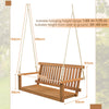 Acacia Wood Porch Swing 2-Person Patio Hanging Chair Outdoor Hanging Swing Bench