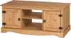 TV Unit Solid Pine 2 Door Media Stand Wooden Cottage Style Storage Cabinet Brown