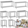 Commercial Kitchen Stainless Steel Catering Work Bench Prep Table Over Shelf 6FT