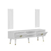 Modern TV Stand 150cm High Gloss White & Gold With 2 Wall Panels