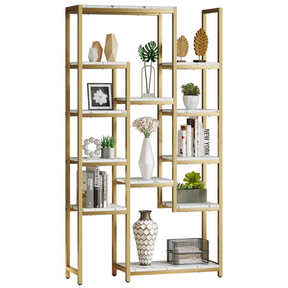 6 Tiers Bookcase Free Standing Bookshelf Book Storage Shelves for Living Room